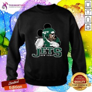 Good New York Jets Mickey At Quarterback Disney Football Sweatshirt