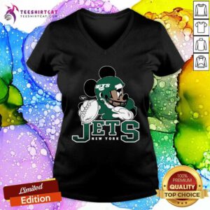 Good New York Jets Mickey At Quarterback Disney Football V-neck