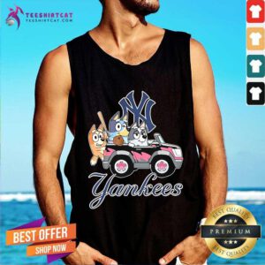 Pretty MLB New York Yankees Bluey Aunt Trixie Driving Car Tank-top