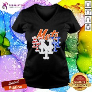 Pretty New York Mets America Flags Celebrating 4th Of July V-neck