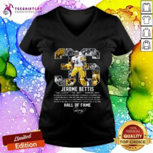 Awesome Jerome Bettis Pittsburgh Steelers Hall Of Fame Signature V-neck