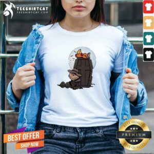 Official Ghoul And A Chicken From Fallout In The Style Of Peanuts V-neck