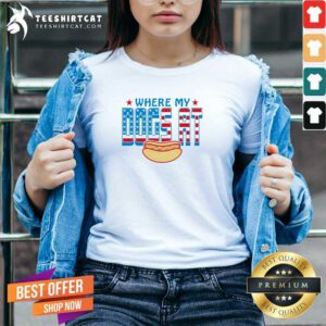 Original Where My Dog At USA Hot Dog V-neck