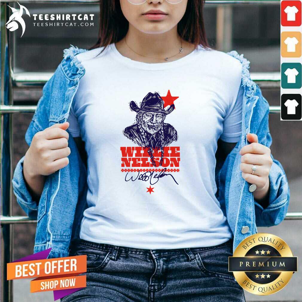 Pretty Woodcut Portrait Willie Nelson V-neck