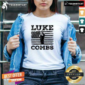 Top Luke Combs USA Flag V-neck