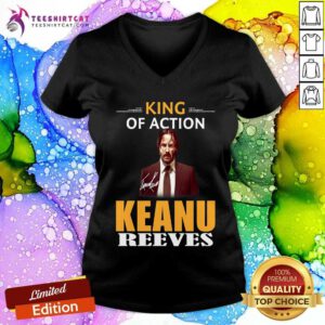 Awesome King Of Action Keanu Reeves Signature V-neck