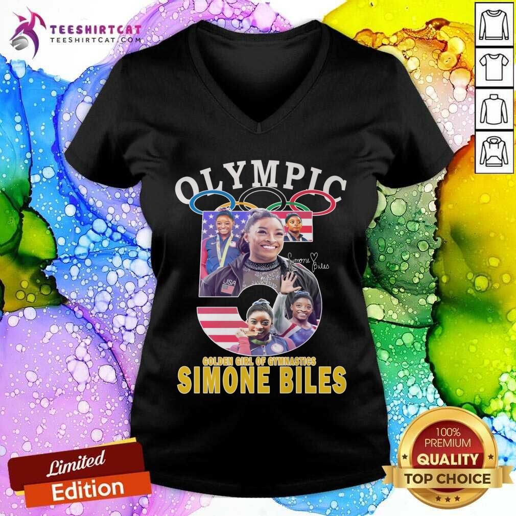 Happy Olympic Paris 2024 USA Gymnastic Gold Medal Simone Biles V-neck