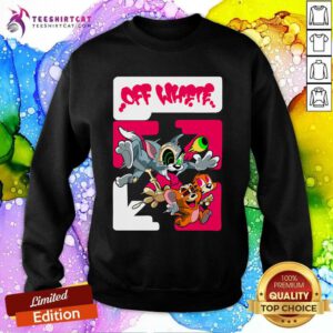 Hot Off White Tom And Jerry Chasing Sweatshirt