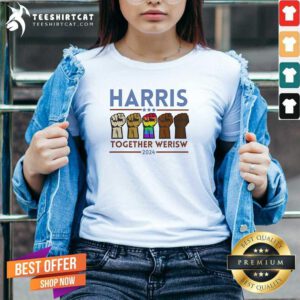 Official Harris Together We Rise 2024 Voting For Kamala V-neck