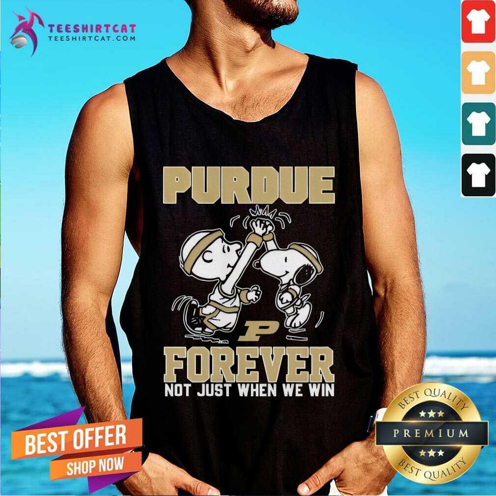 Original Peanuts Snoopy And Charlie Brown Purdue When We Win Tank-top