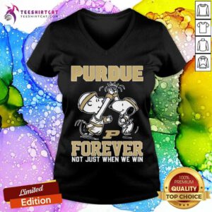 Original Peanuts Snoopy And Charlie Brown Purdue When We Win V-neck
