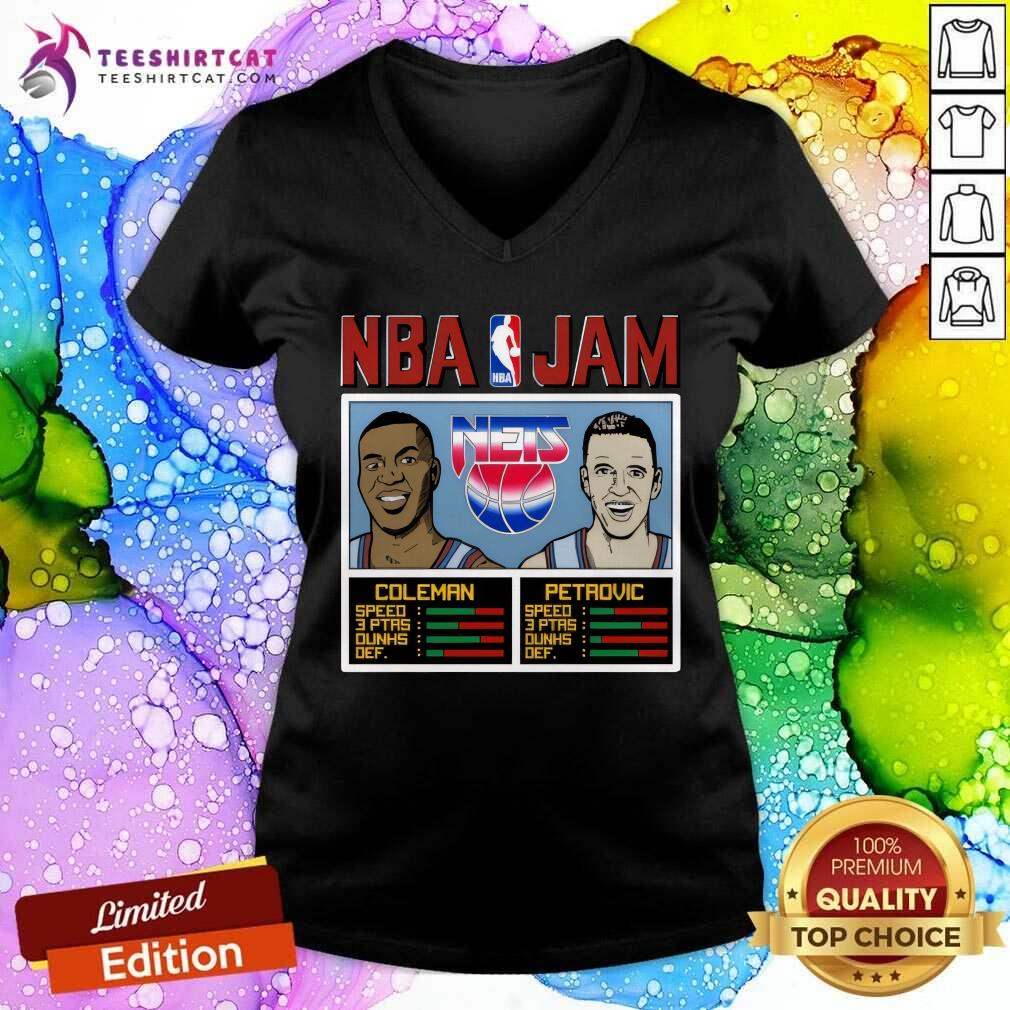 Premium NBA Jam Nets Coleman And Petrovic V-neck