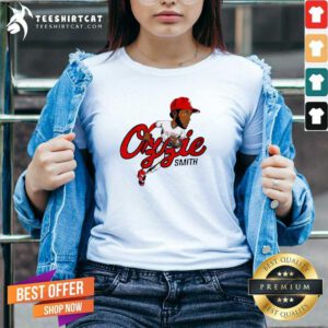 Pretty St. Louis Cardinals Ozzie Smith Caricature V-neck