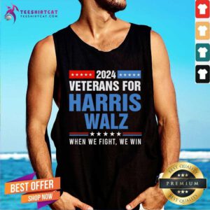 Pretty Veterans For Harris Walz 2024 When We Fight We Win Tank-top