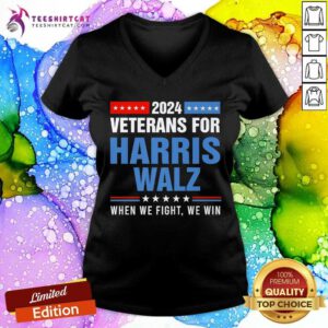 Pretty Veterans For Harris Walz 2024 When We Fight We Win V-neck