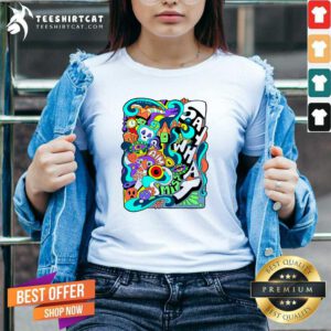 Top Lively Scribbles Doodle Oversized V-neck