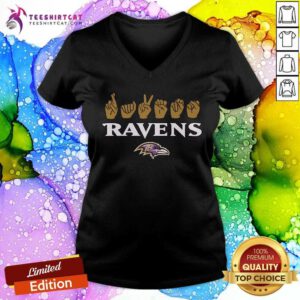 Awesome Love Sign X Ravens ASL V-neck
