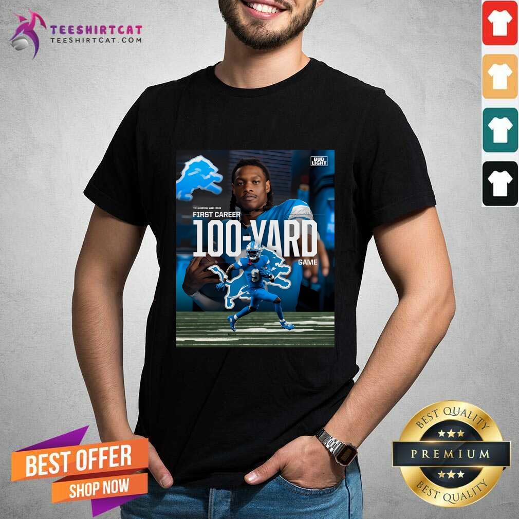 Funny Detroit Lions Wr Jameson Williams First Career 100-Yard Game T-Shirt