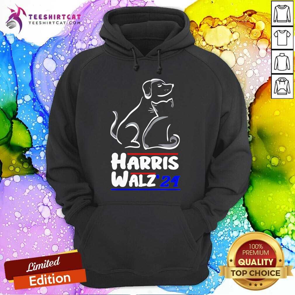 Hot Cat Dog Ladies For Kamala 2024 President Kamala Harris Hoodie