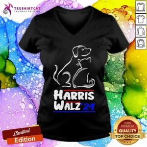 Hot Cat Dog Ladies For Kamala 2024 President Kamala Harris V-neck