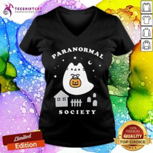 Nice Ghost Cat Boosheen Paranormal Society V-neck