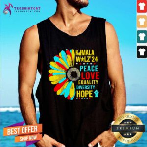 Nice Kamala Walz 24 Peace Love Aquality Diversity Hope Tank-top