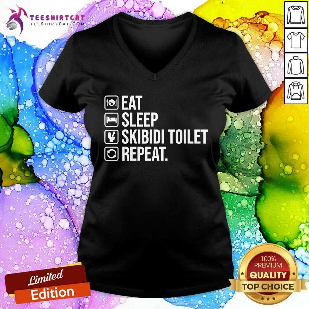 Official Eat Sleep Skibidi Toilet Repeat Skibidi Toilet Meme V-neck