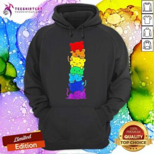 Original LGBT+ Cat Stack Rainbow Pride Equality Hoodie
