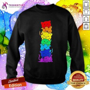Original LGBT+ Cat Stack Rainbow Pride Equality Sweatshirt
