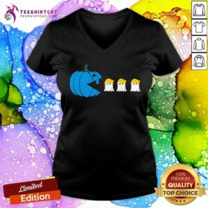 Premium Kamala Harris Walz Eat Donald Trump Blue Pumpkin Halloween V-neck