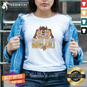 Premium Looney Tunes Taz Sack Em' X Minnesota Vikings V-neck
