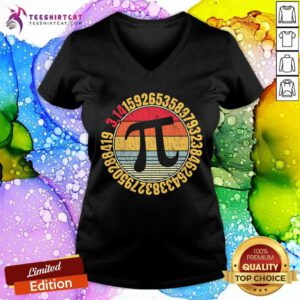 Premium Nerdy Math Pi Symbol Mathlete Sunset V-neck