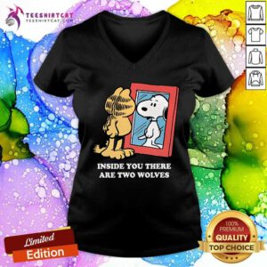 Pretty Garfield Inside You There Are Two Wolves Snoopy V-neck