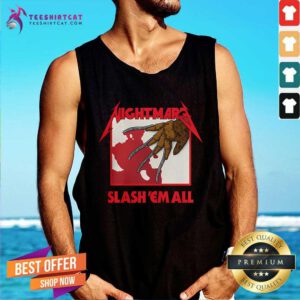 Awesome Happy Halloween Nightmare Slash Em All Freddy Krueger Tank-top
