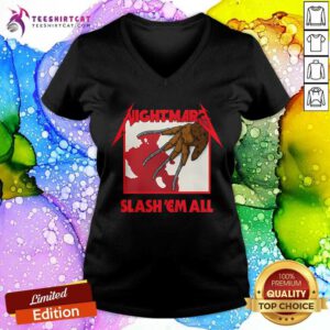 Awesome Happy Halloween Nightmare Slash Em All Freddy Krueger V-neck