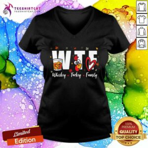 Awesome Whiskey Turkey Family Bourbon Lovers Thanksgiving V-neck