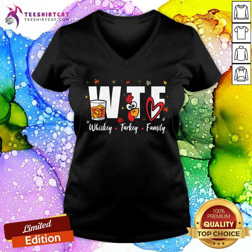 Awesome Whiskey Turkey Family Bourbon Lovers Thanksgiving V-neck