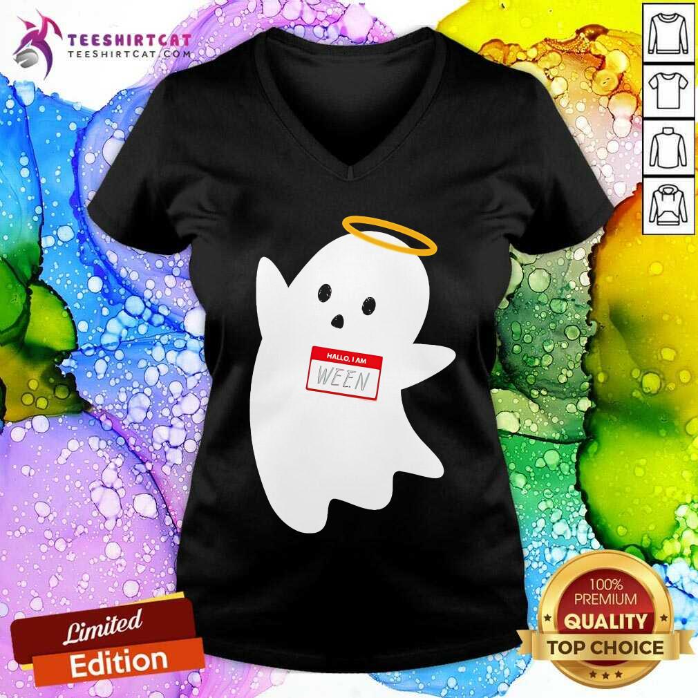 Funny Happy Halloween Ghost Hallo I Am Ween V-neck