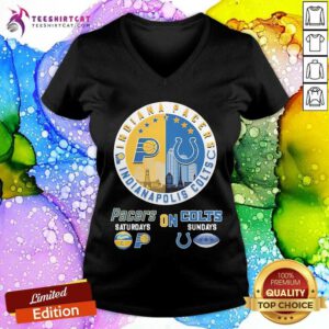 Good Indiana Pacers On Saturdays X Indianapolis Colts On Sundays Vintage V-neck