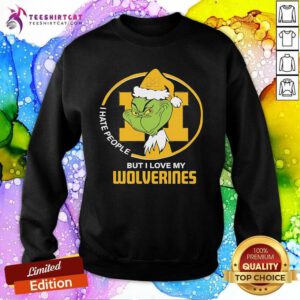 Good Michigan Wolverines Santa Grinch I Hate People But Love Wolverines Sweatshirt
