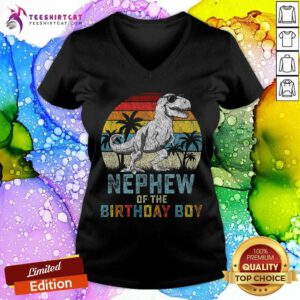 Good Nephew Dinosaur Of The Birthday Matching Family Sunset V-neck