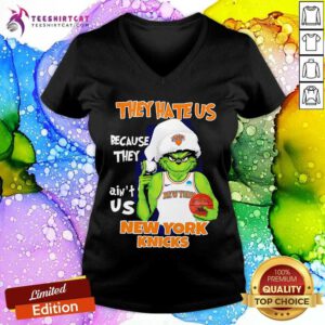 Good They Hate Us Because They Ain't Us New York Knicks Grinch V-neck