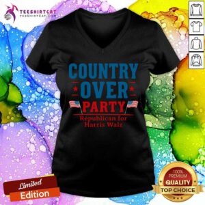 Hot Country Over Party Republican For Kamala Harris Tim Walz V-neck