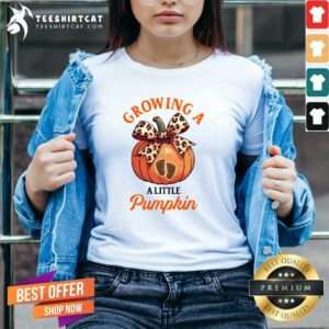 Hot Pregnancy Thanksgiving Growing A Little Pumpkin V-neck