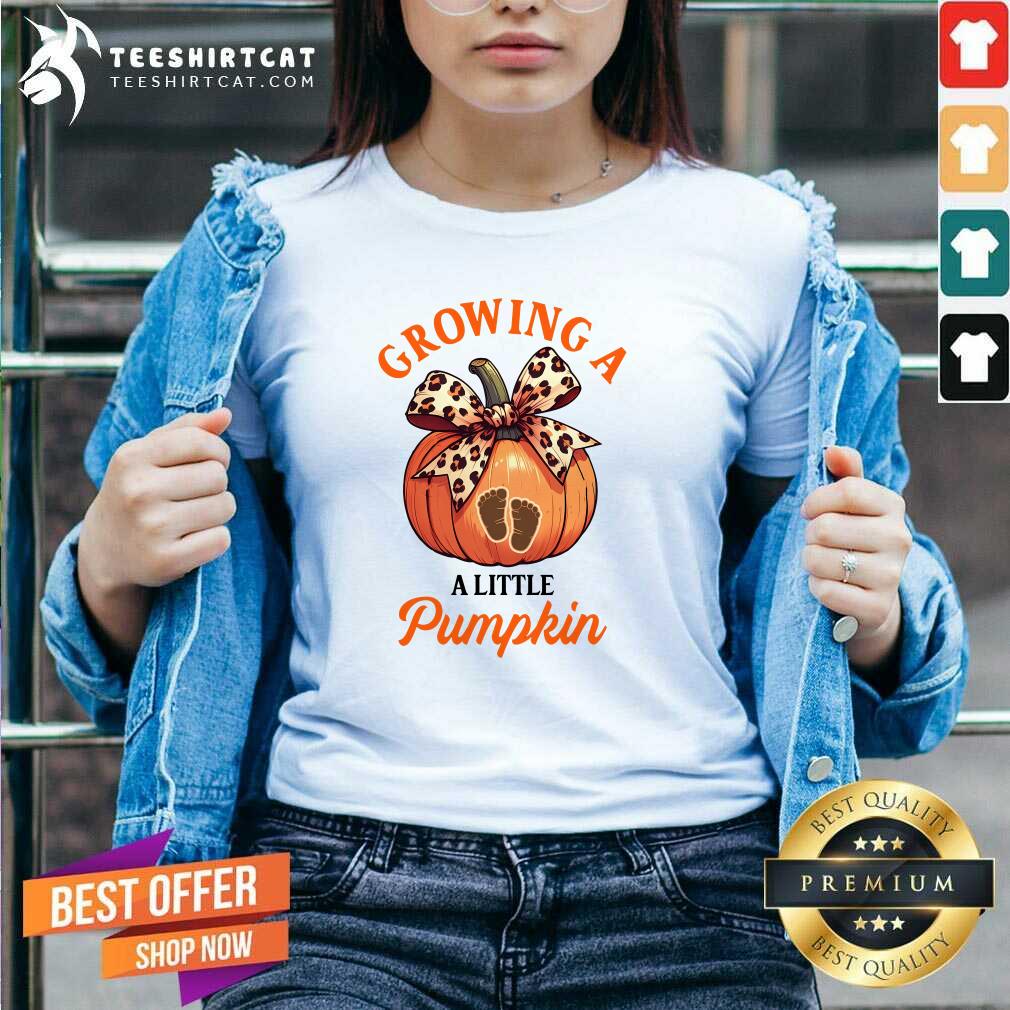 Hot Pregnancy Thanksgiving Growing A Little Pumpkin V-neck