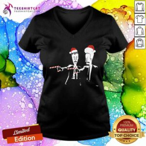Nice Beavis And Butthead Pulp Fiction Merry Christmas V-neck