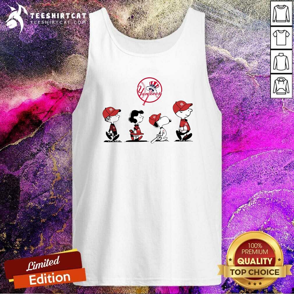 Official The Peanuts Characters Walking New York Yankees Baseball Tank-top