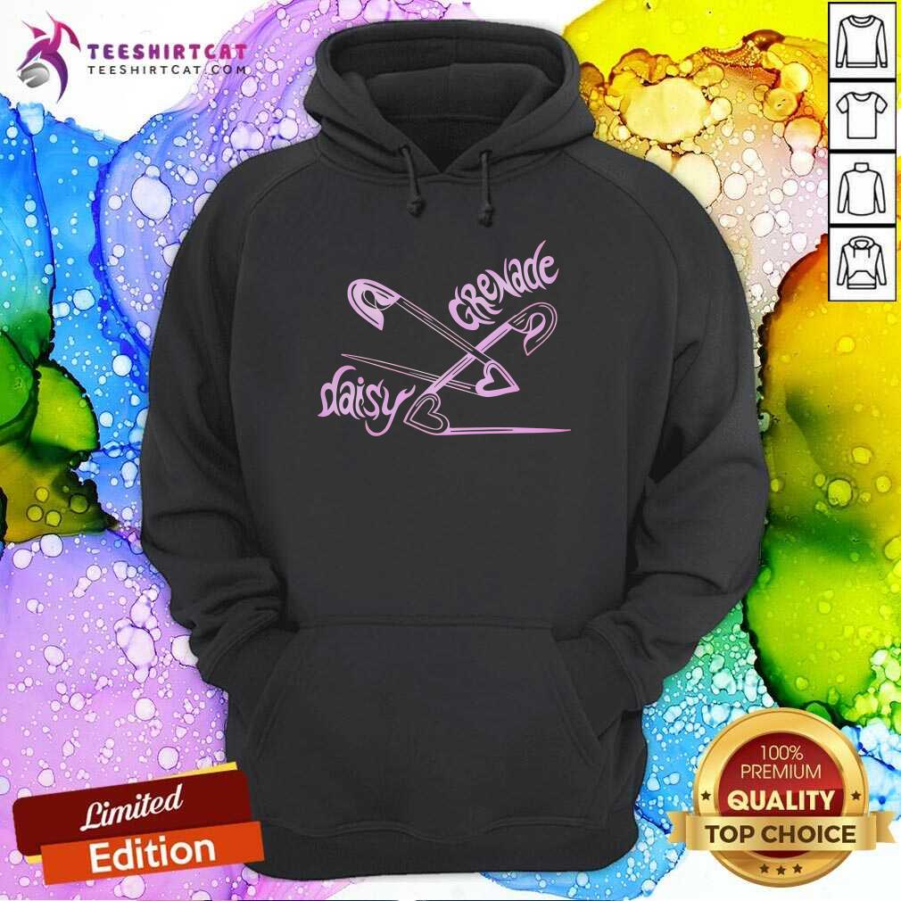 Original Daisy Grenade Heart Safety Pins Boyfriend Fit Girls Hoodie