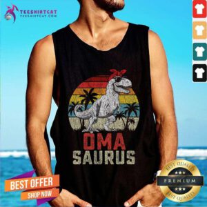 Premium Happy Omasaurus T Rex Dinosaur Oma Saurus Mother's Family Sunset Tank-top