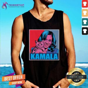 Pretty Kamala Harris Cat Pop Art Portrait Tank-top